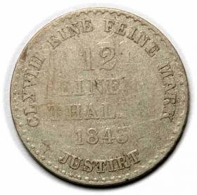 Obrazek 2 dla: 1/12 talara 1843 Ernest August V Hanowerski Hanower