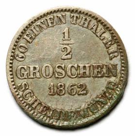 Obrazek dla: Półgrosz 1862 Jerzy V Hanower