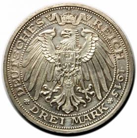 Obrazek 2 dla: 3 marki 1915 Fryderyk Franciszek IV Prusy Berlin