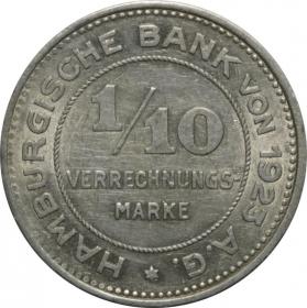 Obrazek dla: 1/10 verrechnungsmarke 1923 Hamburg