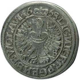 Obrazek 2 dla: 3 krajcary 1668 Jan Chrystian Księstwo Brzesko  Legnicko  Wołowskie Brzeg