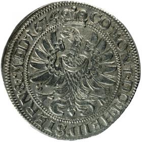Obrazek 2 dla: 6 krajcarów 1674 Sylwiusz Fryderyk Witemberski Księstwo Ziębicko  Oleśnickie Oleśnica