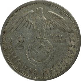 Obrazek 2 dla: 2 marki 1937 F Paul von Hindenburg Niemcy Stuttgart