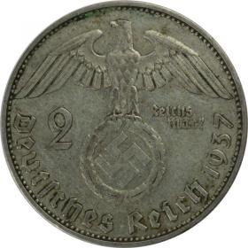 Obrazek 2 dla: 2 marki 1937 J Paul von Hindenburg Niemcy Hamburg