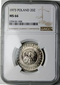 Obrazek 2 dla: 20 zł 1973 Wieżowiec i kłosy GRADING NGC