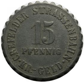 Obrazek dla: 15 fenigów 1917 żeton tramwajowy Crefeld