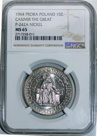 Obrazek dla: 10 złotych 1964 Kazimierz Wielki próba GRADING NGC