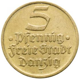 Obrazek dla: 5 fenigów 1932 Wolne Miasto Gdańsk Flądra