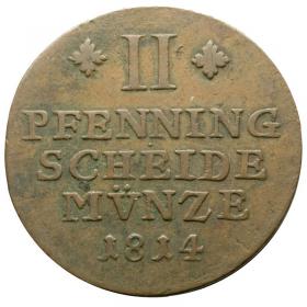 Obrazek dla: 2 fenigi 1814 Fryderyk Wilhelm Księstwo Brunszwig  Wolfenbuttel