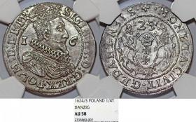 Obrazek dla: Ort 1623/4 Zygmunt III Waza Gdańsk AU 58