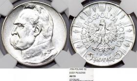 Obrazek dla: 5 złotych 1936 Józef Piłsudski srebro AU 55