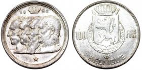 Obrazek dla: 100 franków 1950 Belgia srebro