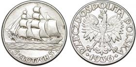 Obrazek dla: 5 złotych 1936 Statek Żaglowiec srebro
