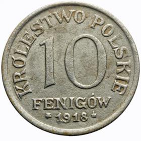 Obrazek dla: 10 fenigów 1918 Królestwo Polskie Stuttgart