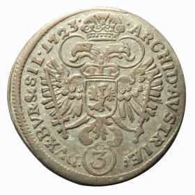 Obrazek 2 dla: 3 krajcary 1723 Karol VI Habsburg Śląsk Wrocław
