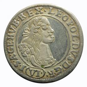 Obrazek 2 dla: 6 krajcarów 1667 Leopold I Habsburg Węgry Krzeminca