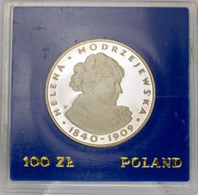 Obrazek dla: 100 zł 1975 Helena Modrzejewska srebro