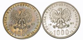 Obrazek 2 dla: 1000 zł 1982 1983 Jan Paweł II 2 sztuki srebro