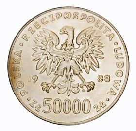 Obrazek 2 dla: 50000 zł 1988 70 rocznica odzyskania niepodległości Józef Piłsdski