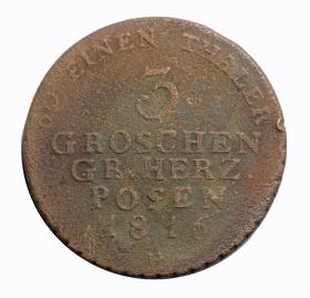 Obrazek dla: 3 grosze 1816 B Wielkie Księstwo Poznańskie