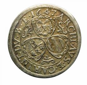 Obrazek 2 dla: 3 krajcary 1647 Ferdynand II Habsburg Austria Sankt Veit