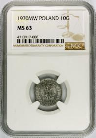 Obrazek dla: 10 groszy 1970 MS 63 NGC
