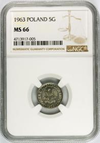 Obrazek dla: 5 groszy 1963 MS 66 NGC