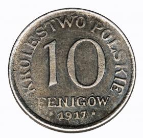 Obrazek dla: 10 fenigów 1917 Królestwo Polskie Stuttgart