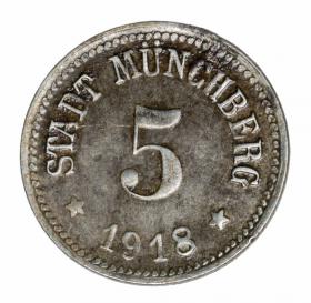 Obrazek dla: 5 fenigów 1918 Muncheberg Bawaria