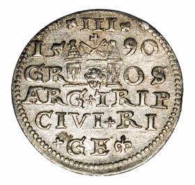 Obrazek 2 dla: Trojak 1590 Zygmunt III Waza Ryga