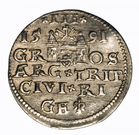 Obrazek 2 dla: Trojak 1591 Zygmunt III Waza Ryga