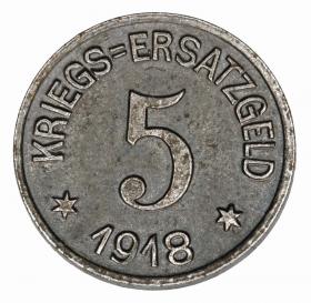 Obrazek dla: 5 fenigów 1918 Crefeld Nadrenia