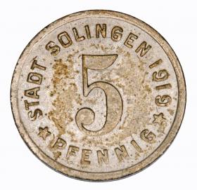 Obrazek dla: 5 fenigów 1919 Solingen Nadrenia