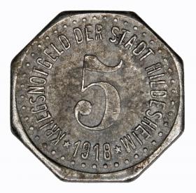 Obrazek 2 dla: 5 fenigów 1918 Hildesheim Hanower