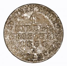 Obrazek 2 dla: 1 grosz srebrny 1860 Fryderyk Wilhelm IV Niemcy Prusy Berlin