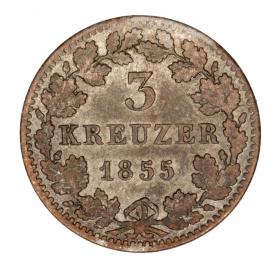 Obrazek 2 dla: 3 krajcary 1855 Maksymilian II Bawarski Niemcy Bawaria