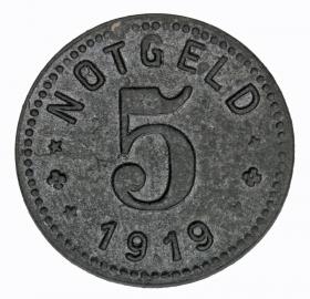 Obrazek 2 dla: 5 fenigów 1919 Unterweserstadte