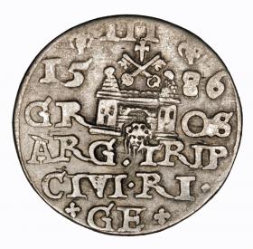 Obrazek 2 dla: Trojak 1586 Stefan Batory Ryga