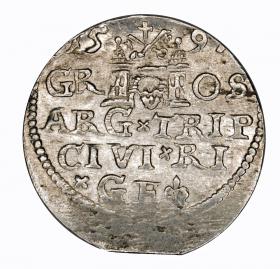 Obrazek 2 dla: Trojak 1597 Zygmunt III Waza Ryga