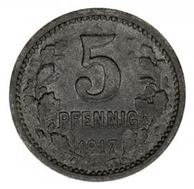 Obrazek 2 dla: 5 fenigów 1917 Bonn Nadrenia