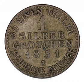 Obrazek 2 dla: 1 grosz srebrny 1851 Fryderyk Wilhelm IV Niemcy Prusy Berlin A