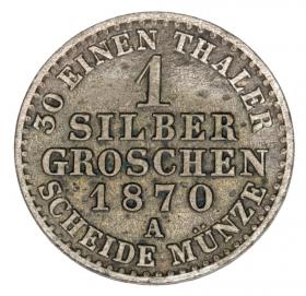 Obrazek 2 dla: 1 grosz srebrny 1870 Wilhelm I Hohenzollern Niemcy Prusy Berlin A