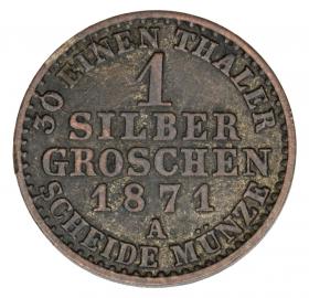 Obrazek 2 dla: 1 grosz srebrny 1871 Wilhelm I Hohenzollern Niemcy Prusy Berlin A