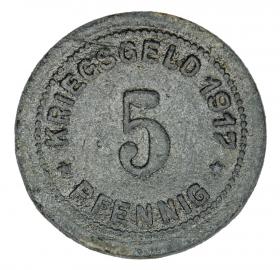 Obrazek 2 dla: 5 fenigów 1917 Ohligs Nadrenia