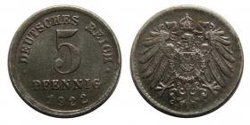 Obrazek dla: 5 fenigów 1922 Republika Weimarska