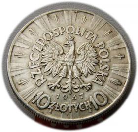 Obrazek 2 dla: 10 złotych 1937 Józef Piłsudski Warszawa