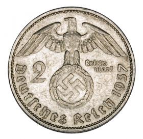Obrazek 2 dla: 2 marki 1937 Paul von Hindenburg / swastyka Niemcy Berlin A