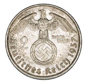 Obrazek 2 dla: 2 marki 1937 Paul von Hindenburg / swastyka Niemcy Berlin A
