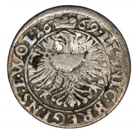 Obrazek 2 dla: 3 krajcary 1669 Chrystian Wołowski Księstwo BrzeskoLegnickoWołowskie Brzeg