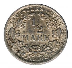 Obrazek dla: 1/2 marki 1916 A Wilhelm II Hohenzollern Niemcy Berlin